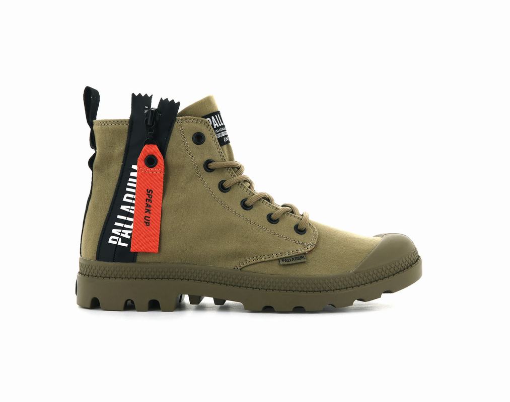 Palladium Pampa Unzipped Damen Stiefel Olivgrün ||189467-CKT||